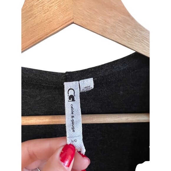 Cable & Gauge Black & Gray Hooded Open Front Cardigan Women's Size L - Picture 2 of 4